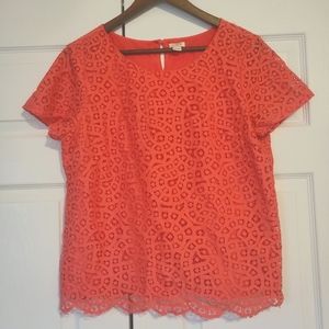 Size 10 JCrew Coral Lace Top